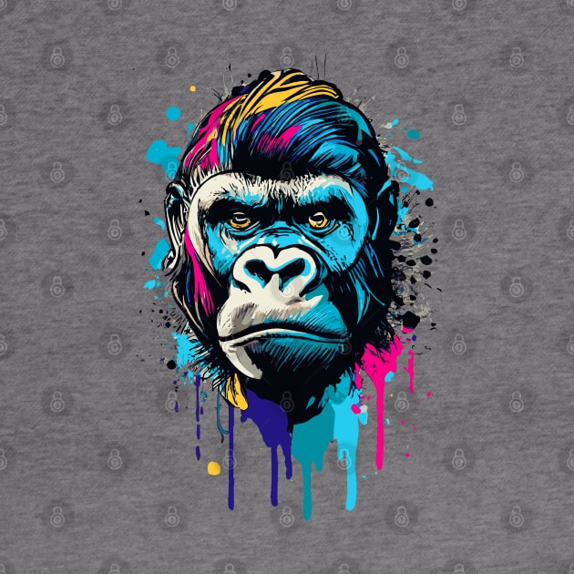 Gorilla colorful - Gorilla Art - Gorilla Head by BigWildKiwi